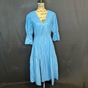 ELF Sky Blue Maxi Dress with Bell Sleeves